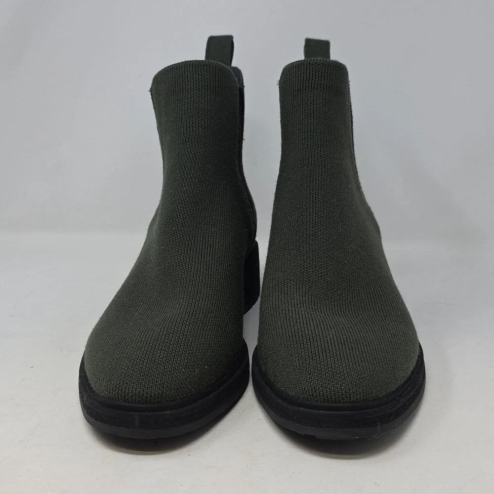 Rothy's The Lug Merino Wool Green Pull On Boots Stitching Detail Size 8.5